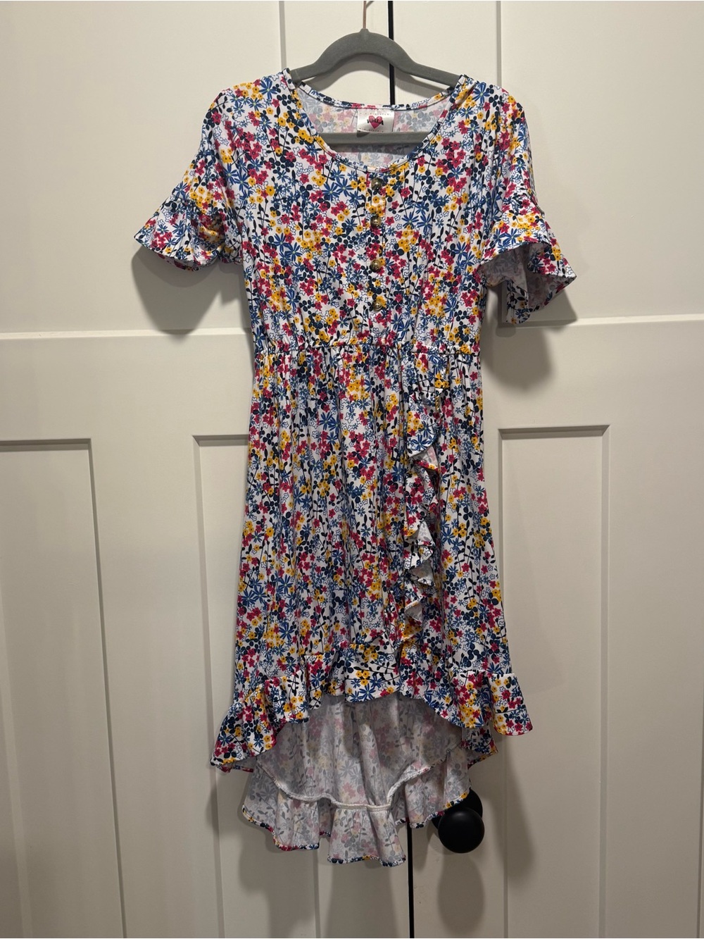 RMLA Floral Ruffle High-Low Kids Dress - Multi Size 10